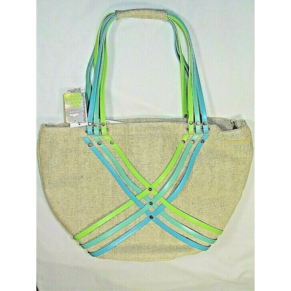 NWT CROC HUARACHE TOTE LARGE SPACIOUS CANVAS HEMP